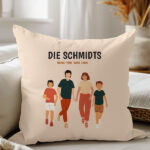 Kissen Familie von Vorne mit Namen und personalisiertem Text Miniaturansicht von Kissen Familie von Vorne mit Namen und personalisiertem Text
