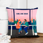 Miniaturansicht von Kissen Paar-Illustration mit Namen und personalisiertem Text