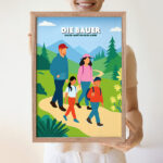 Miniaturansicht von Poster Familie in den Bergen mit Namen und personalisiertem Text
