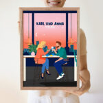 Miniaturansicht von Poster Paar-Illustration mit Namen und personalisiertem Text