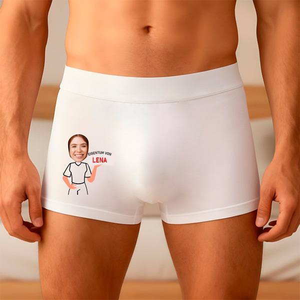 Boxershorts „Dein Eigentum“ mit personalisiertem Foto und Namen