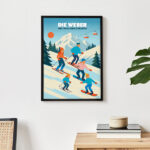 Miniaturansicht von Poster Skifahren in den Bergen mit Namen und personalisiertem Text