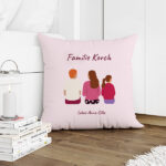 Miniaturansicht von Kissen Familie von Hinten mit Namen und personalisiertem Text