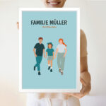 Miniaturansicht von Poster Familie von Vorne mit Namen und personalisiertem Text