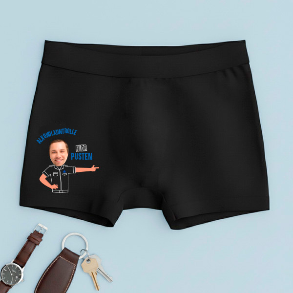 Boxershorts „Alkoholkontrolle“ mit personalisiertem Foto