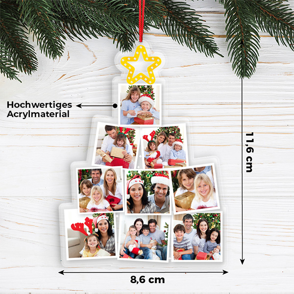 Set personalisierter Weihnachtsbaum-Anhänger mit Fotos