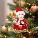 Miniaturansicht von Set Weihnachtsbaumschmuck Baby-Weihnachtsmann mit personalisiertem Foto
