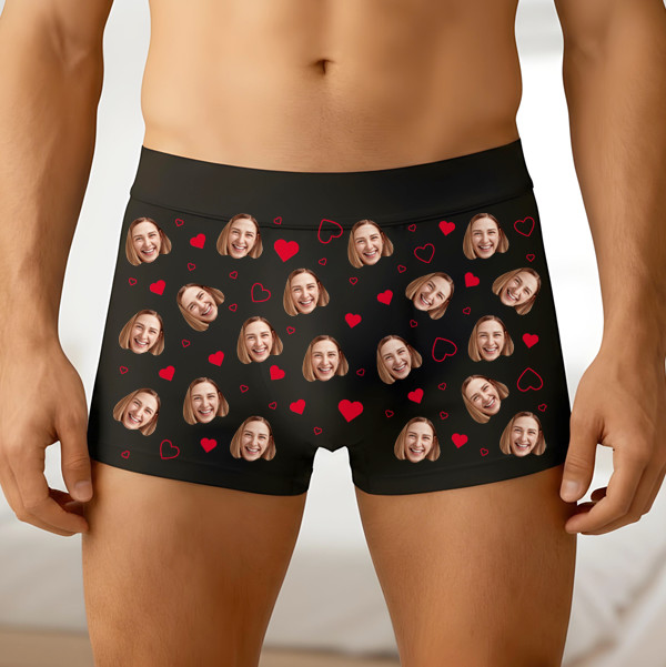 Bedruckte Herz-Boxershorts mit personalisiertem Foto