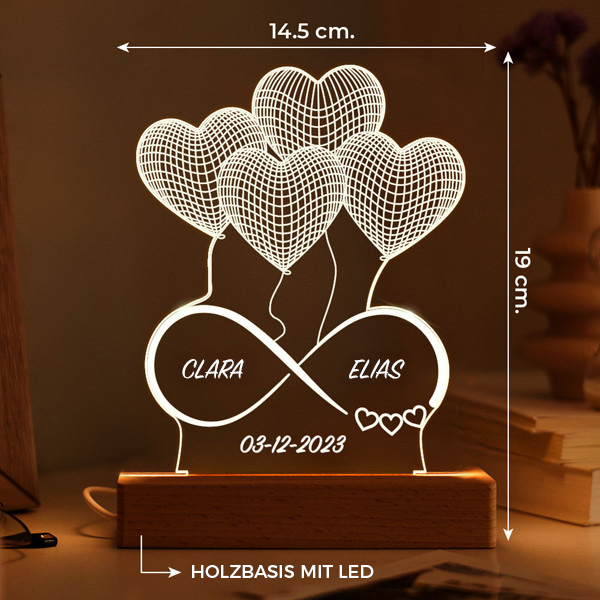 Personalisierte Unendlichkeitslampe mit Namen