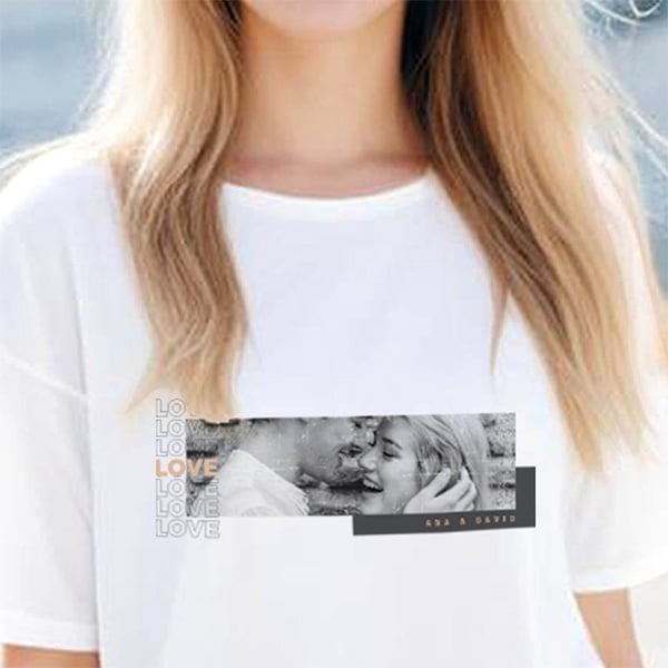 Personalisierbares Love-T-Shirt mit Foto und Text