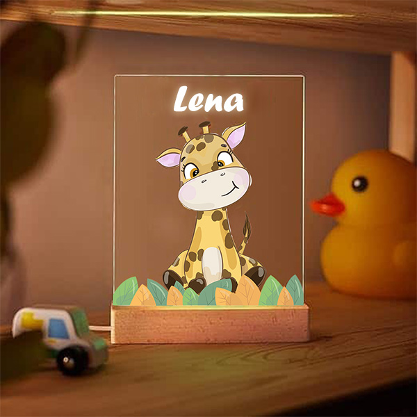 Personalisierte Kinder-Nachtlichtlampe mit Tiermotiven und Namen