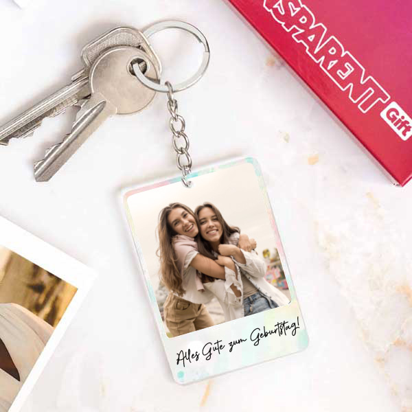 Personalisierter Schlüsselanhänger mit Foto und Spruch