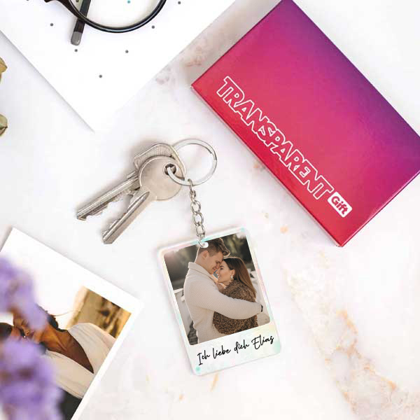 Personalisierter Schlüsselanhänger mit Foto und Spruch