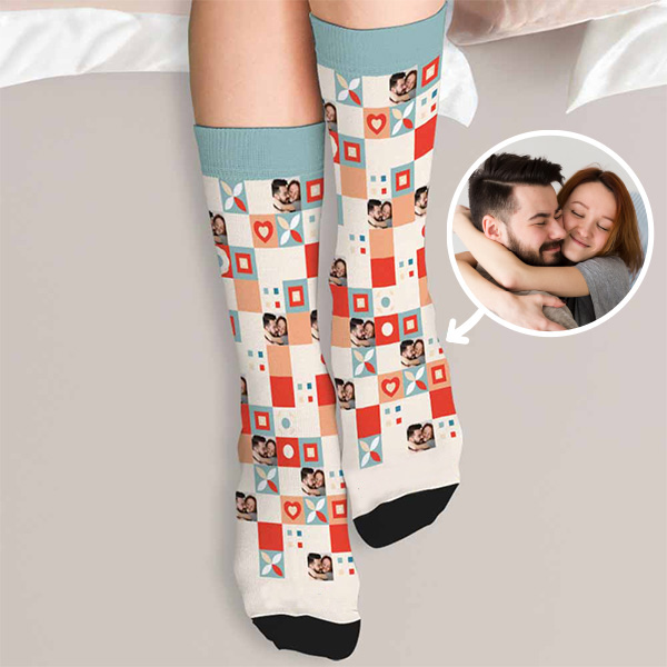 Personalisierte Socken mit Icons, Foto und Text