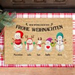 Miniaturansicht von Weihnachtsfußmatte Schneemann mit personalisierten Namen
