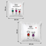 Miniaturansicht von Kissen mit Figuren und personalisiertem Text