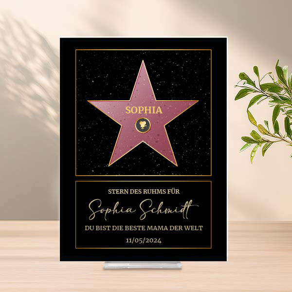 Personalisierte Hollywood-Stern-Plakette mit Text