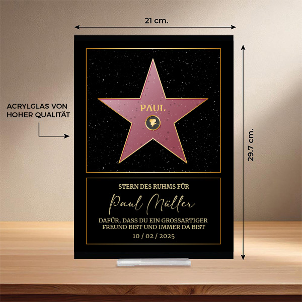 Personalisierte Hollywood-Stern-Plakette mit Text