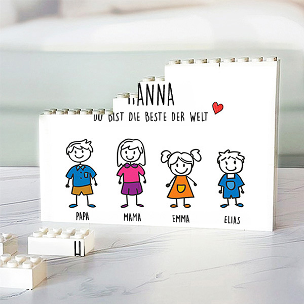 Puzzlebauklötze mit Figuren und personalisiertem Text