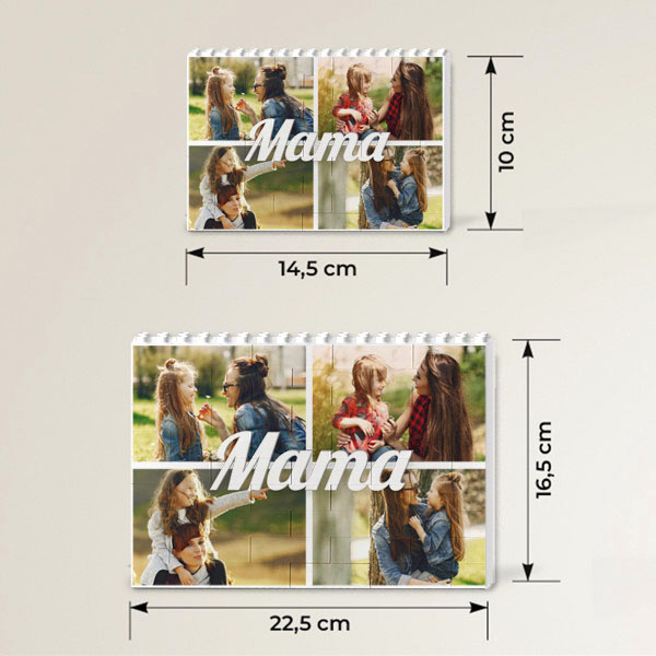 Personalisierbares Baustein-Puzzle Mama-Collage mit vier Fotos