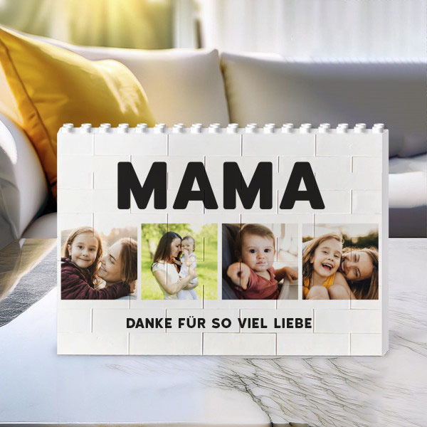 Mutter-Blöckenpuzzle mit vier Fotos und personalisiertem Text