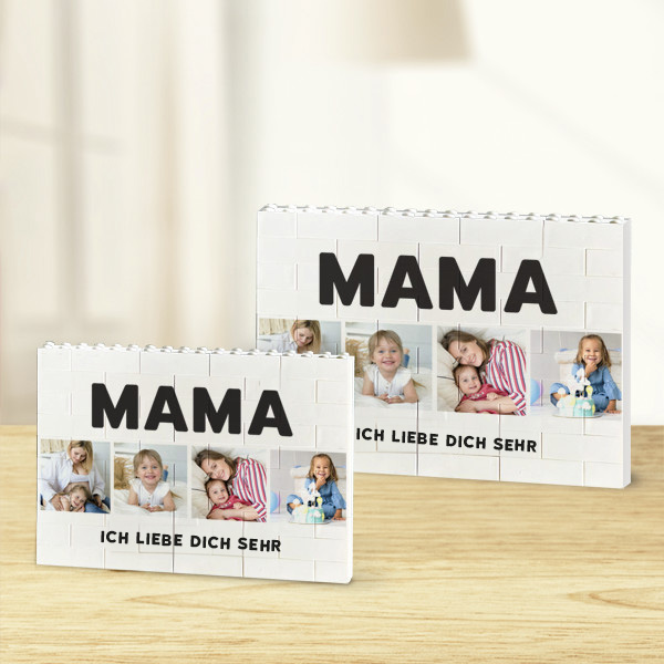 Mutter-Blöckenpuzzle mit vier Fotos und personalisiertem Text