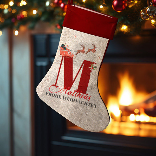 Personalisierte Weihnachtssocke mit Initialen und Namen
