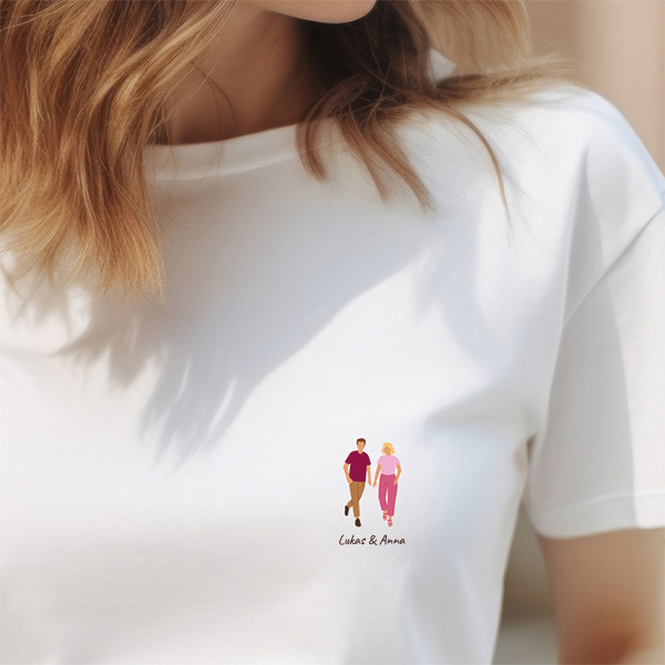 Illustriertes T-Shirt Frontalporträt mit Personalisiertem Text