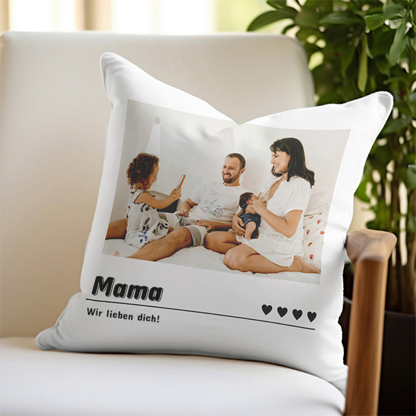 Personalisierbares Herzchen-Kissen mit Foto und Datum