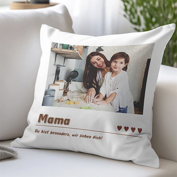 Personalisierbares Herzchen-Kissen mit Foto und Datum