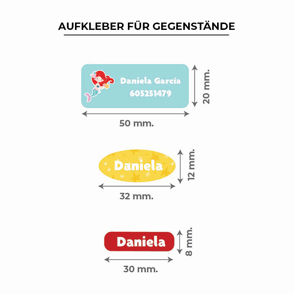Personalisierte selbstklebende Kinderetiketten für Gegenstände