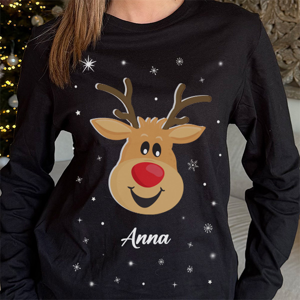 Personalisierter Rentier-Pyjama mit Namen