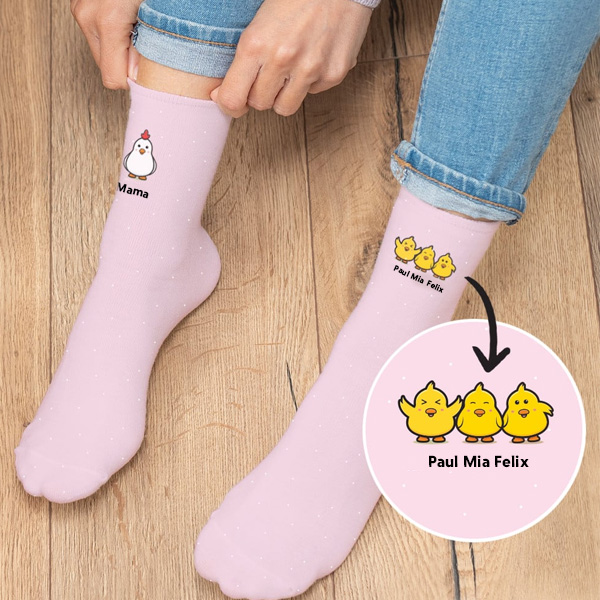 Personalisierte Küken-Socken mit Namen