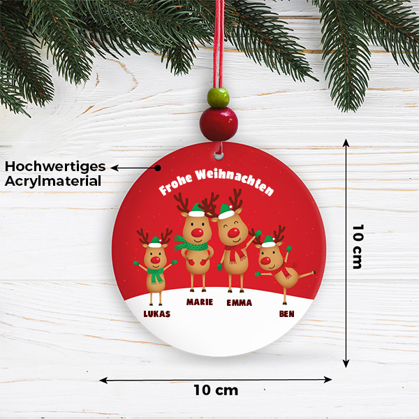 Set Weihnachtsbaum-Anhänger Rentiere mit personalisierten Namen