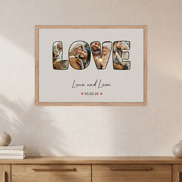 Poster LOVE-Design mit personalisiertem Datum und Namen