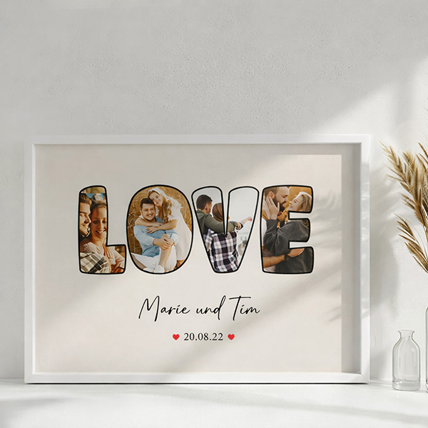 Poster LOVE-Design mit personalisiertem Datum und Namen