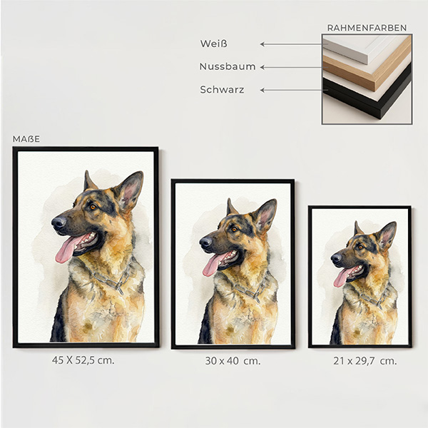 Poster mit personalisierter Aquarell-Illustration Ihres Haustiers