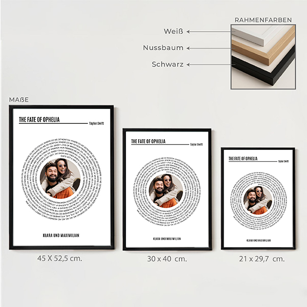 Poster mit Spotify-Songtext in Spiralform und personalisiertem Foto