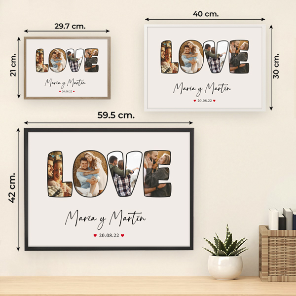 Poster LOVE-Design mit personalisiertem Datum und Namen