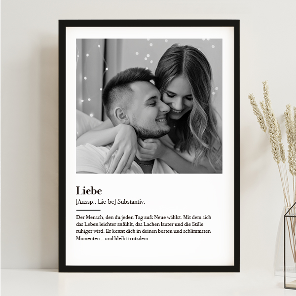 Poster „Bedeutung der Liebe“ mit personalisiertem Foto und Text