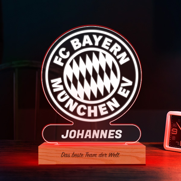 Lampe mit Wappen Bayern Múnich personalisiert