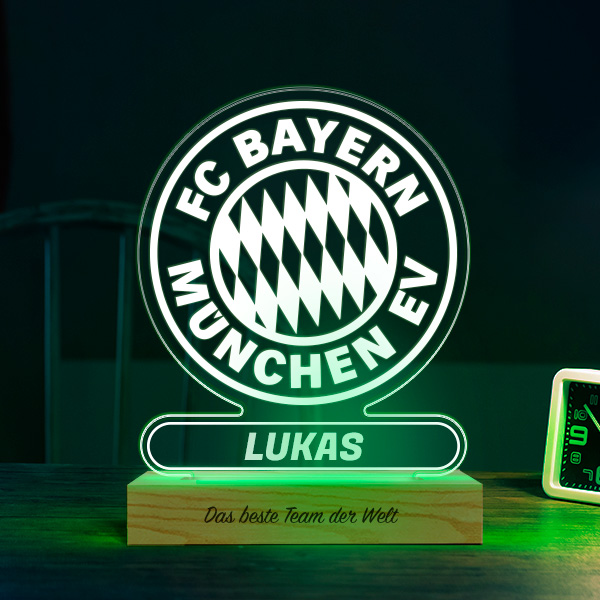 Lampe mit Wappen Bayern Múnich personalisiert