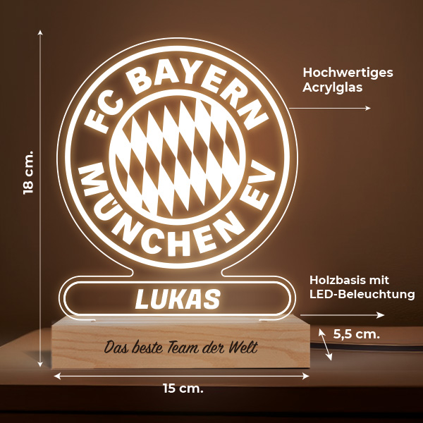 Lampe mit Wappen Bayern Múnich personalisiert