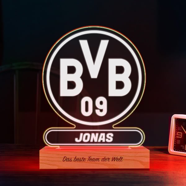 Lampe mit Wappen Borussia Dortmund (BVB) personalisiert