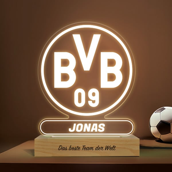 Lampe mit Wappen Borussia Dortmund (BVB) personalisiert