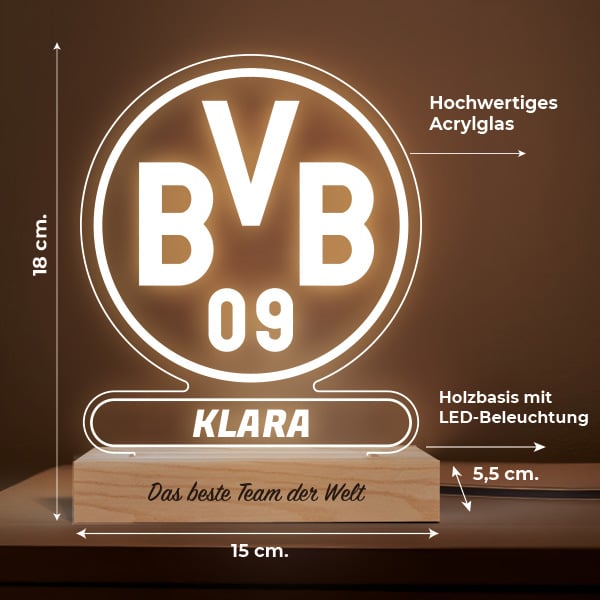 Lampe mit Wappen Borussia Dortmund (BVB) personalisiert