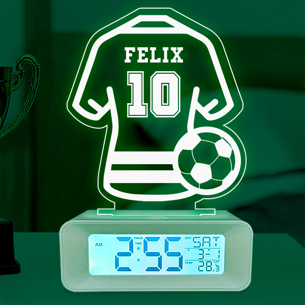 Wecker mit Licht Fußballtrikot personalisiert