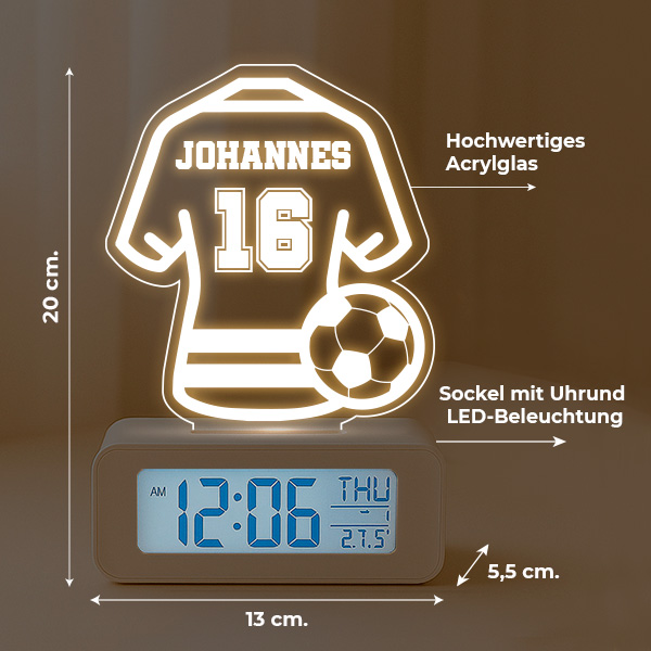 Wecker mit Licht Fußballtrikot personalisiert
