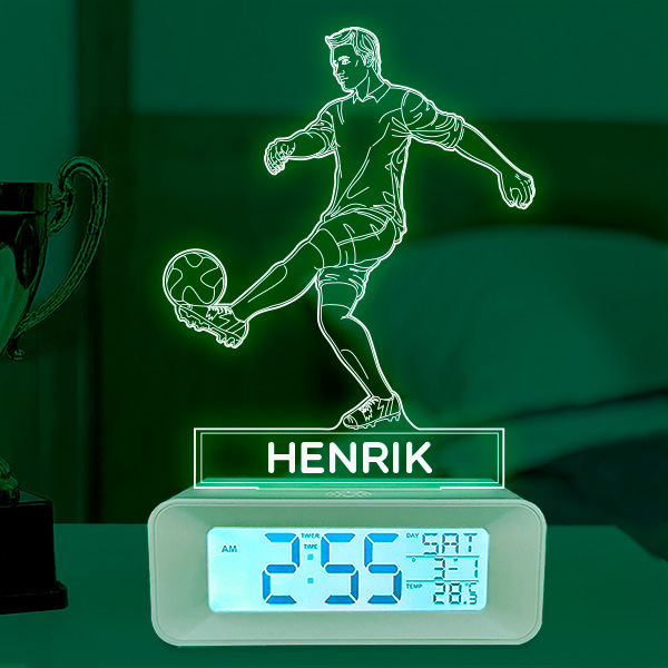 Wecker mit Licht Fußballspieler personalisiert