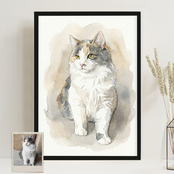 Poster mit personalisierter Aquarell-Illustration Ihres Haustiers